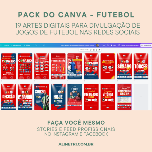 PACK de Time de Futebol Vermelho - 19 Artes para Redes Sociais-