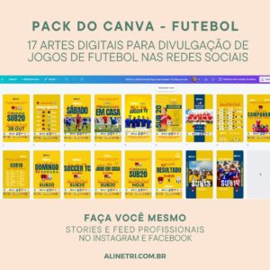 PACK de Time de Futebol Amarelo – 17 Artes para divulgação de jogos nas Redes Sociais