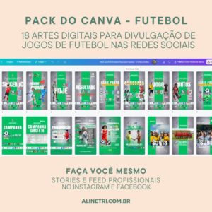 PACK Artes Time de Futebol Verde – 18 Artes para divulgação de jogos nas Redes Sociais